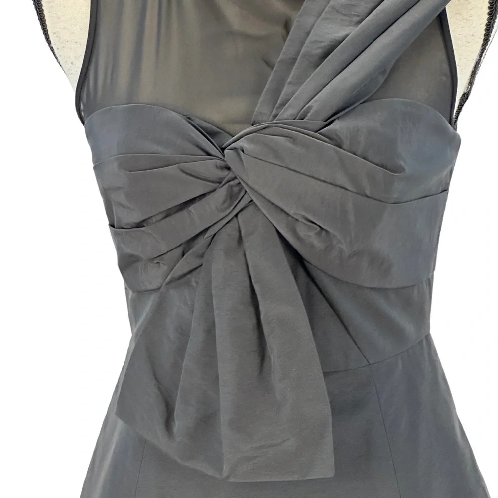 Kate Spade Bow Front Faille Midi Cocktail Dress - Black - size 0